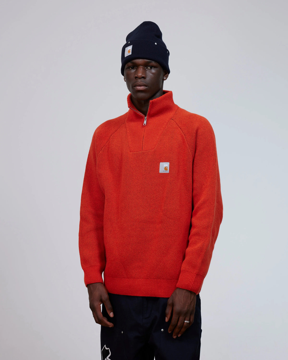 Patta x Carhartt Half-Zip Sweater (Safety Orange/Black) Patta x Carhartt