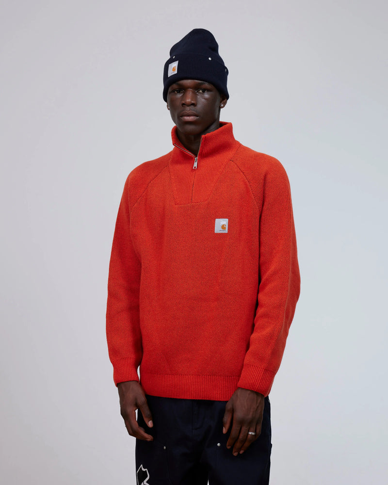 Patta x Carhartt Half-Zip Sweater (Safety Orange/Black) Patta x Carhartt