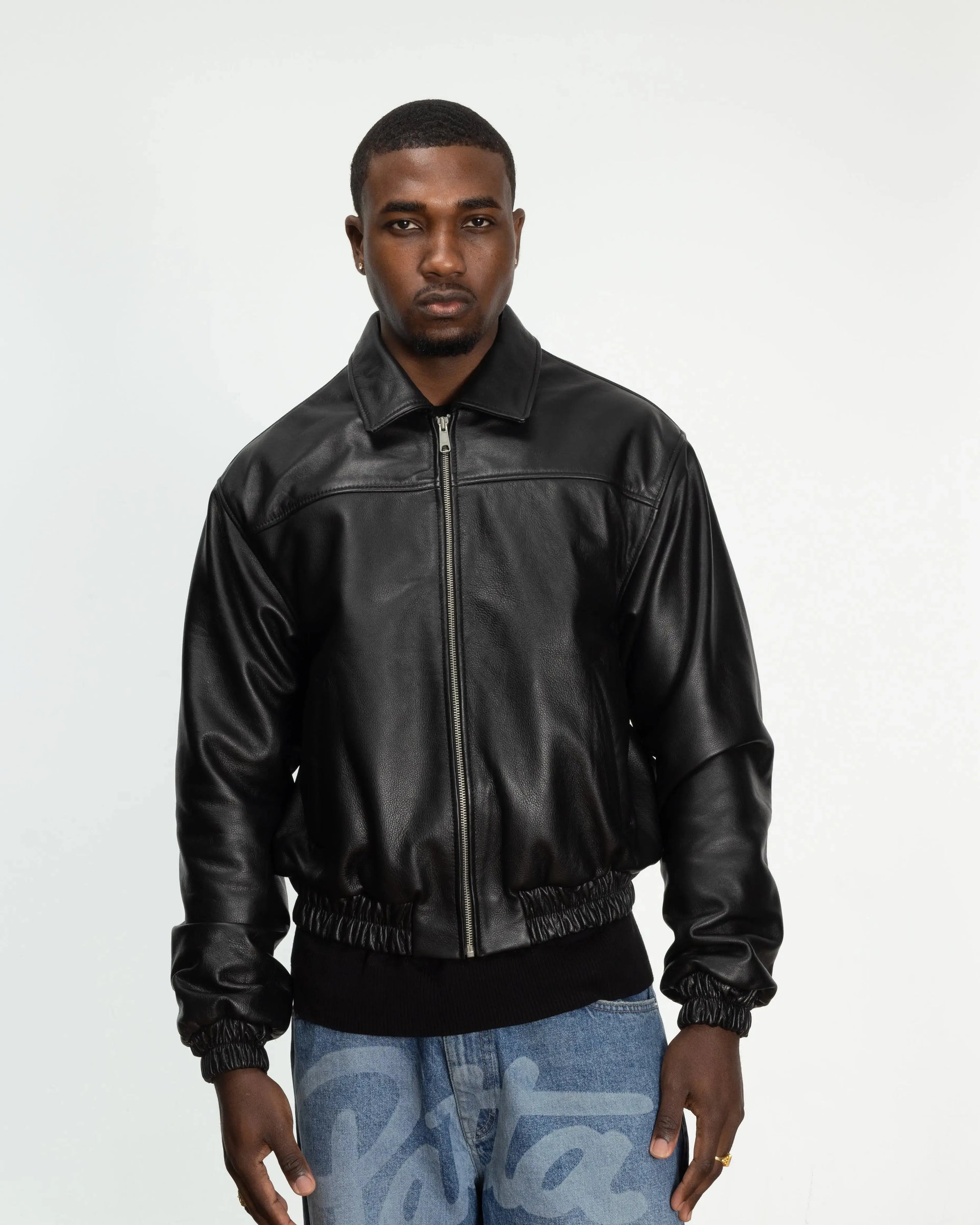Patta Leather Bomber Jacket (Black) Patta