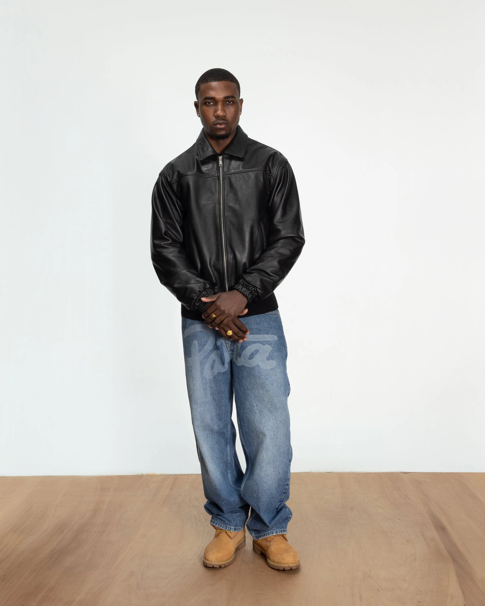 Patta Leather Bomber Jacket (Black) Patta