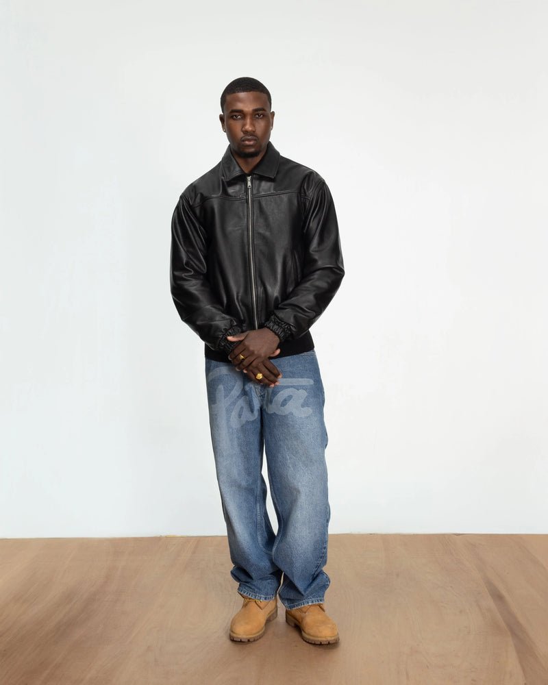 Patta Leather Bomber Jacket (Black) Patta